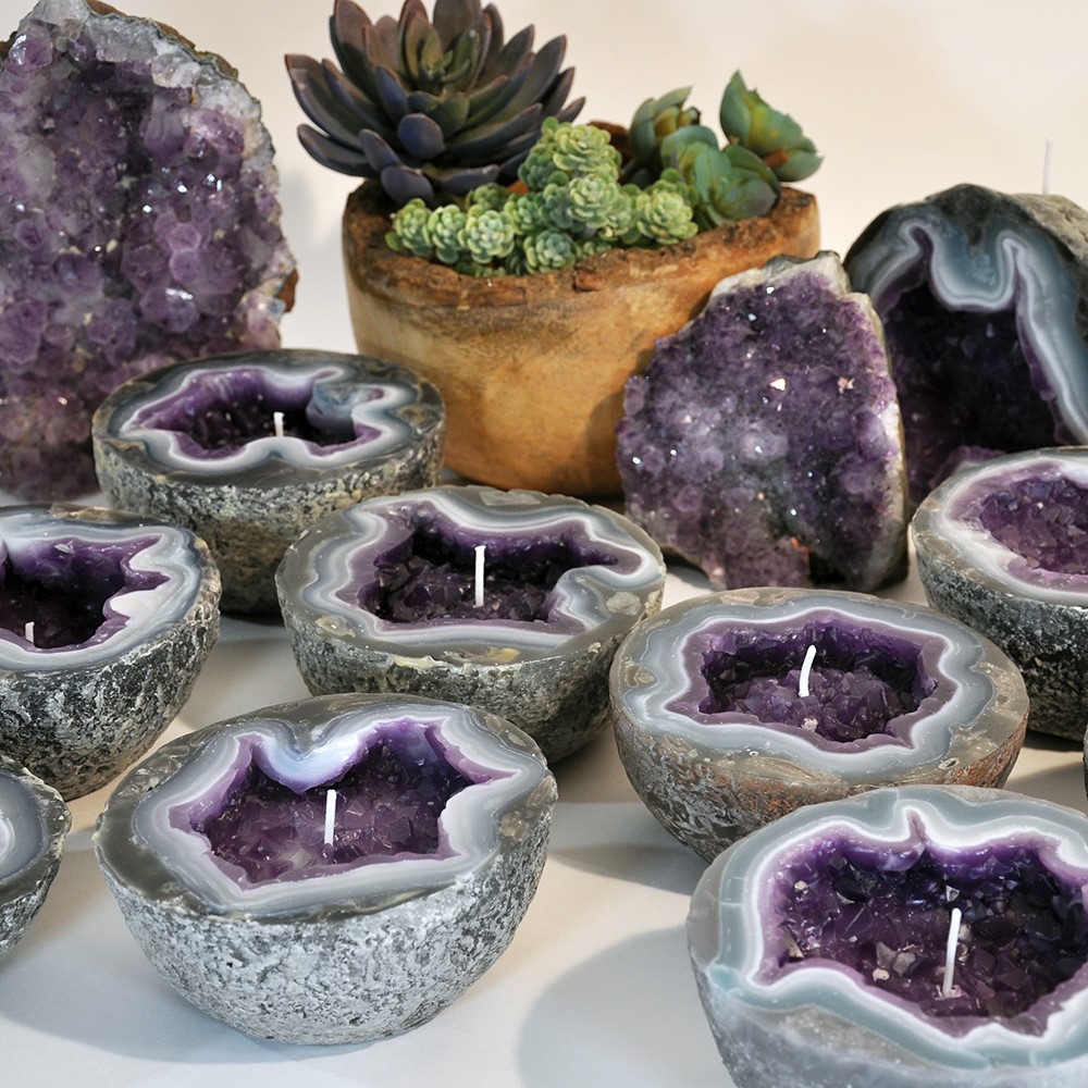 Amethyst geode candle